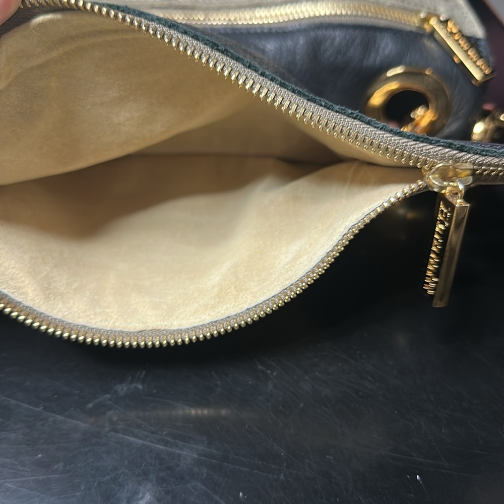 Hammitt Montana Gold Shoulder Bag Crossbody Purse Foldover Two Toned Leather - Picture 7 of 16